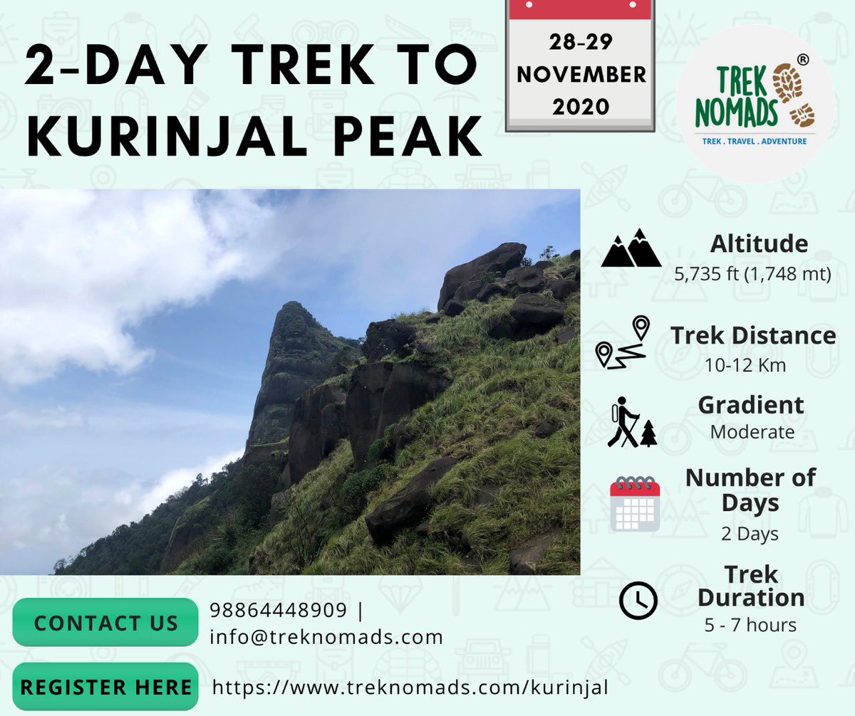TrekNomads's tweet photo. #WeekendTreks: Are you craving for some weekend adventure? We are bringing back two of our popular treks in the last weekend of November!
Trek to Kudremukha 27 &amp; 28 Nov https://t.co/z4nqaBYoYG
Trek to Kurinjal 28 &amp; 29 Nov https://t.co/jxY3xQmI9l

#TrekNomads
#TrekTravelAdventure https://t.co/ACLCei0DbS