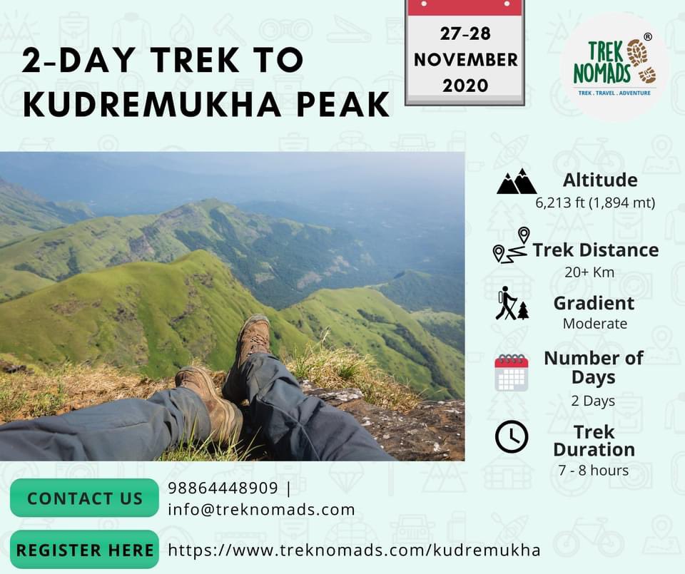 TrekNomads's tweet photo. #WeekendTreks: Are you craving for some weekend adventure? We are bringing back two of our popular treks in the last weekend of November!
Trek to Kudremukha 27 &amp; 28 Nov https://t.co/z4nqaBYoYG
Trek to Kurinjal 28 &amp; 29 Nov https://t.co/jxY3xQmI9l

#TrekNomads
#TrekTravelAdventure https://t.co/ACLCei0DbS