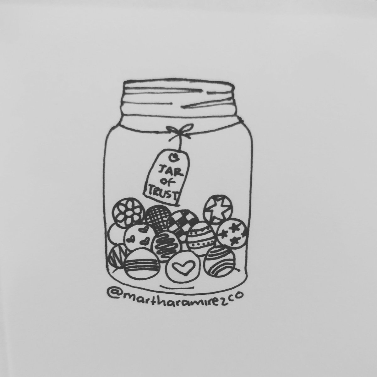 martharamirezco's tweet photo. I doodled a Jar of Trust today while reading @BreneBrown's Dare to Lead book. Not showing up is one of my deal breakers for a handful of marbles out the jar!  #MarbleJar #JarOfTrust #DaretoLead #GrowUpAndShowUp https://t.co/pIr3PXyLaQ
