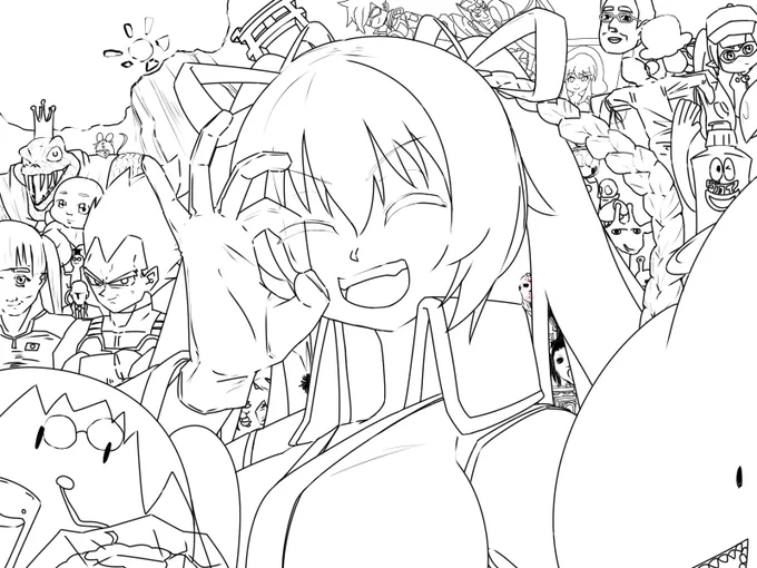 塗りは知らんが線画は過去一楽しかった
 #皆さん線画と塗った後を見せてください 