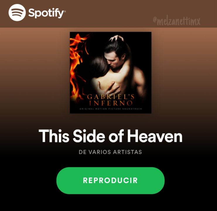 realcrazyinlove's tweet photo. Ya en Spotify el Sountrack de "El Infierno de Gabriel" y puedes escuchar la canción completa #ThisSideOfHeaven de #ReddCarter en la plataforma 💚
#GabrielsInfernoMovie #SylvainReynard #MelanieZanetti #GiulioBerruti #Passionflix #GabrielsInfernoMoviePt3 https://t.co/59U4hoglxw