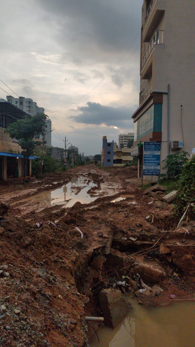 manishrj's tweet photo. @chikkajalatrfps @BBMPCOMM @bbmpcommr @CMofKarnataka @chairmanbwssb This is the Golden Palms road off Thanisandra Main Road. Why are people’s life being treated this miserably https://t.co/R8u5KFLtk8