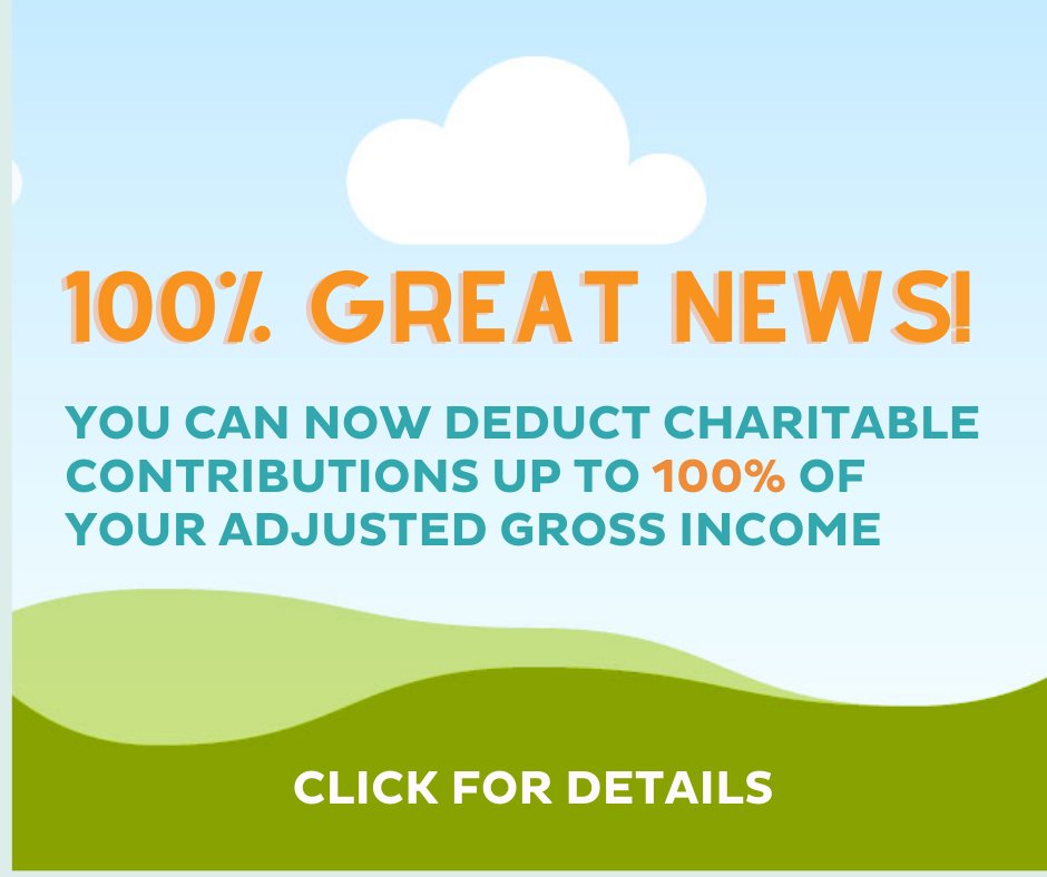 GreatNonprofits's tweet photo. GREAT NEWS FOR DONORS as we enter the giving season! The IRS has announced that donors can now deduct up to 100% (vs. typical 60%) of adjusted gross income for 2020 donations!   https://t.co/nV0qL8hJ2Y https://t.co/G0SnQ10c3Z