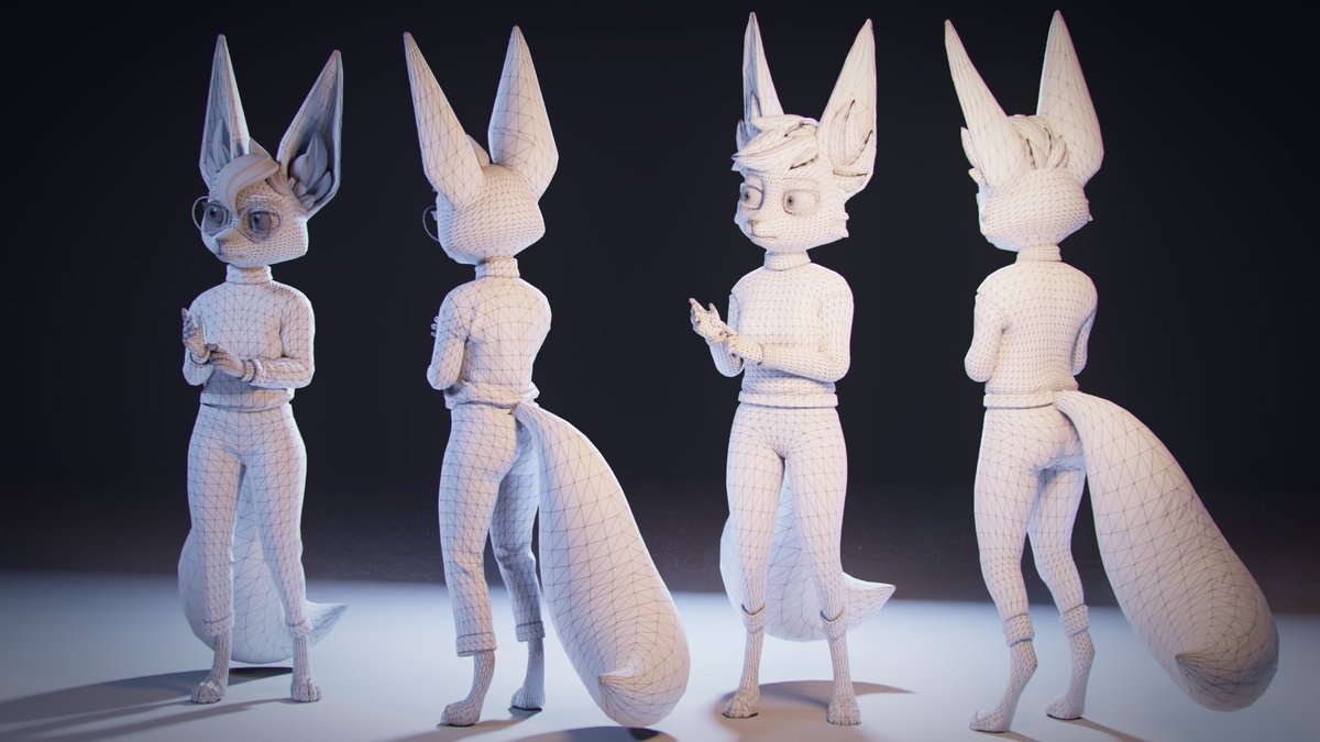 Just a remake of an old model for UE4. Idk, the old one looks better in some places. The new one has a more stylized body texture, while the old one has a normal map that gives the effect of fur on the tail. But i like the new one more

e