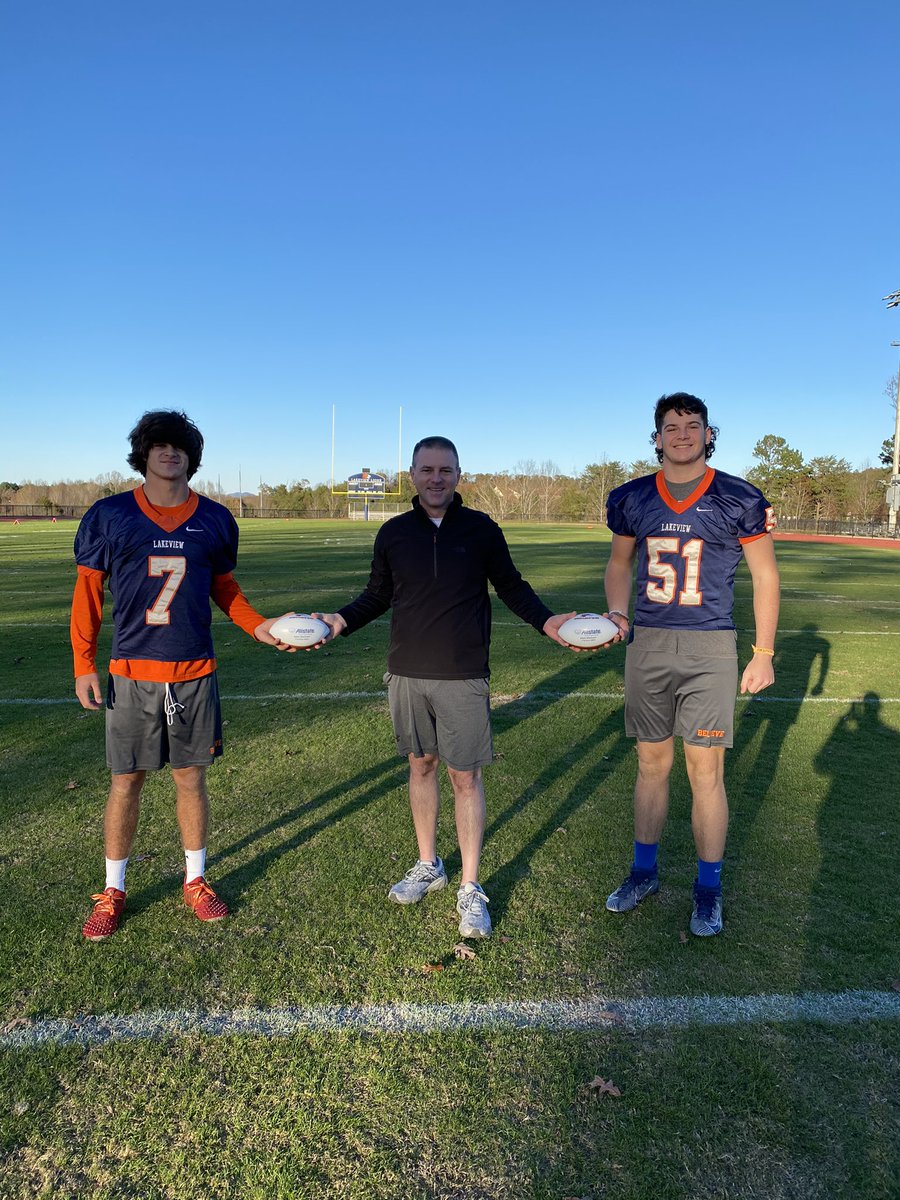 LAFootballLions's tweet photo. Congrats to our players of the game from our huge win against St. Francis.
Offense- Jesse Whiting/Ben Puckett
Defense- Luke Cooper/Christian Haynes
Special Teams- Bodie Blackwell/Griffin Brock
Special Thanks to Adam Blackwell and Allstate for our game balls!
#tempo #compete https://t.co/N2YlXC2LZH