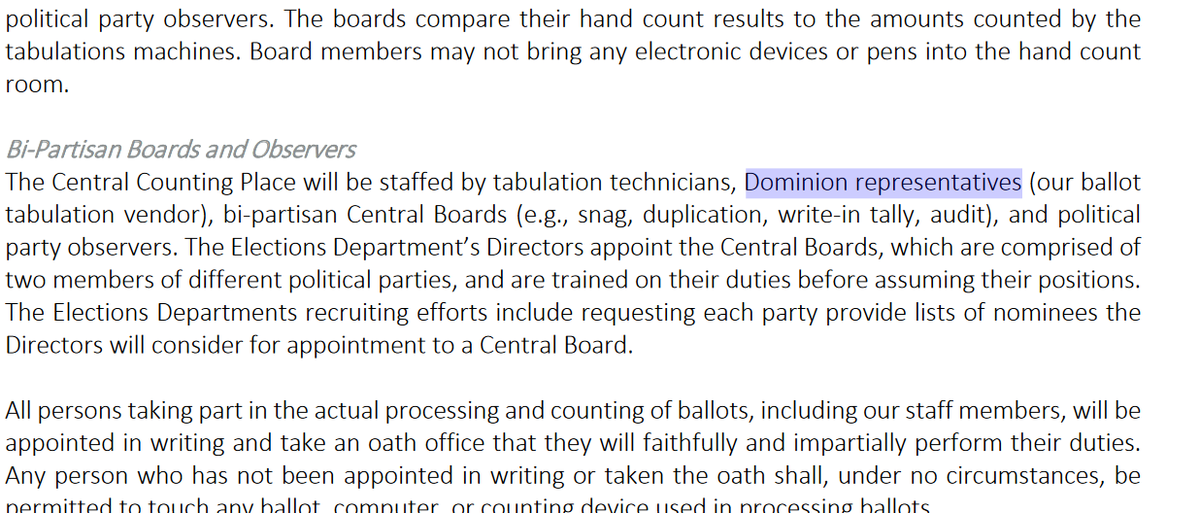 The Maricopa County Recorder has indicated that Dominion representatives were among the staff at their Central Counting Place in the 2020 General Elections.  https://recorder.maricopa.gov/pdf/Final%20November%202020%20General%20Election%20Day%20and%20Emergency%20Voting%20Plan%209-16-20.pdf