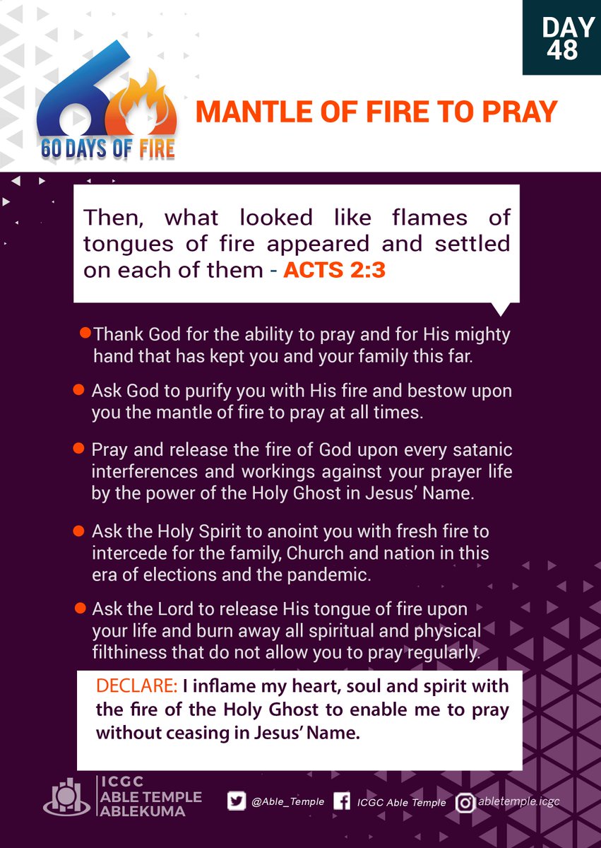 Able_Temple's tweet image. Day 48
#MantleofFiretoPray
#60DaysofFasting 
#ICGCAbleTemple 
#WeAreICGC