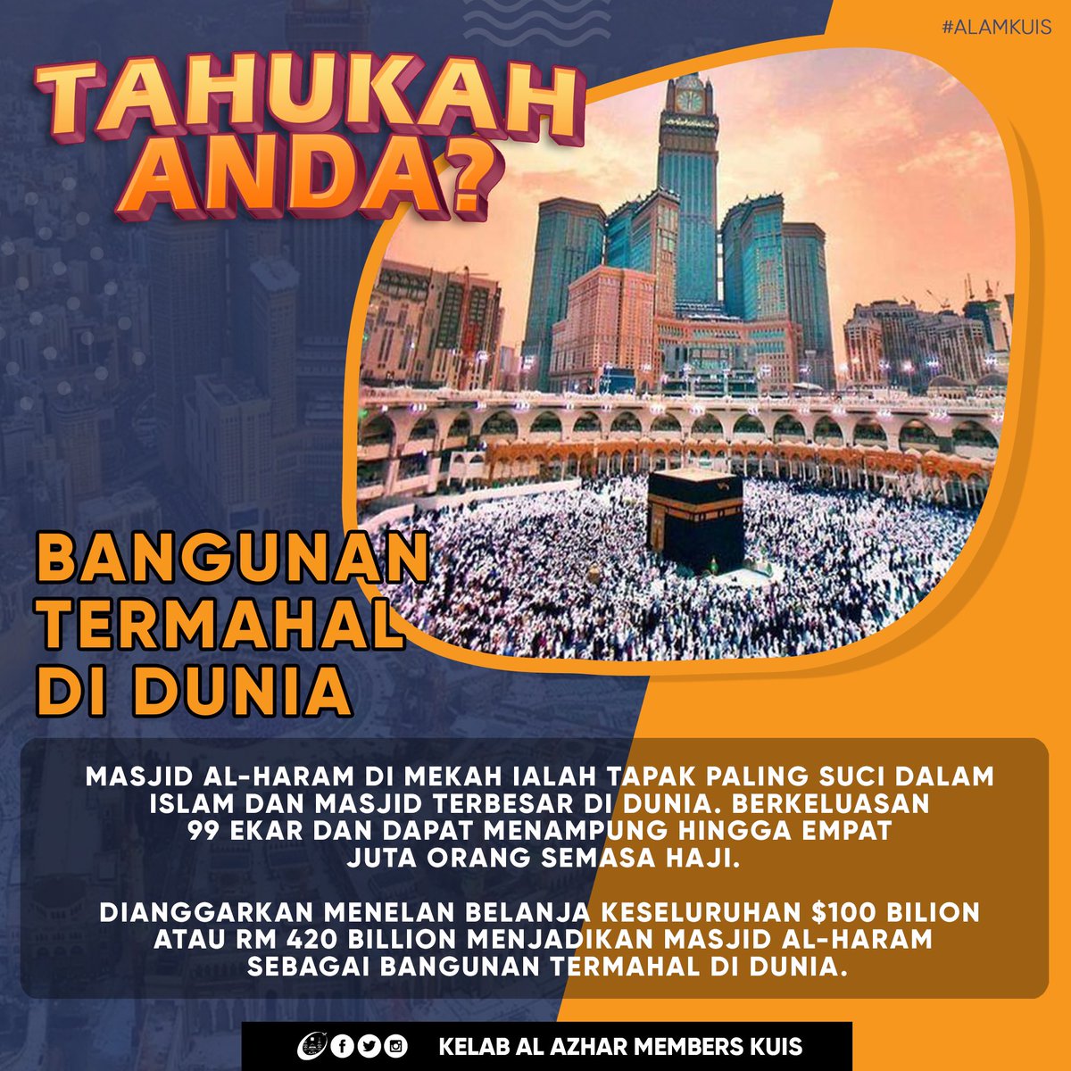 Alam Kuis On Twitter 3 Di Samping Itu Ia Merupakan Masjid Terbesar Di Dunia Dengan Jumlah Keluasan Mencapai 356 800 M2 Yang Memiliki Kabah Sebagai Bangunan Sentral Masjidil Haram Mulai Dibangun Pada Masa