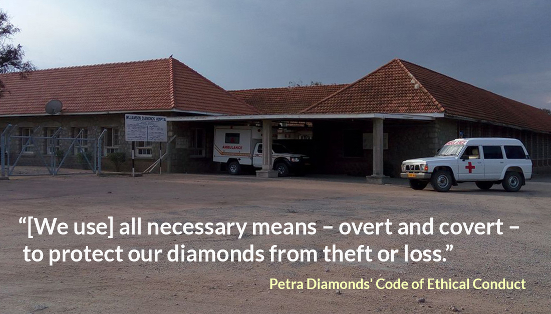 Those injured at the Williamson Mine were taken by security personnel to the company’s hospital, where they were handcuffed to beds and/or to other detainees and denied medical treatment. Sometimes, they were further threatened at the hospital.  #Tanzania  #Mining  #Diamonds  