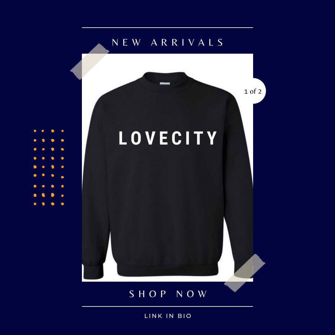 NEW ARRIVALS!!!
Check out our limited edition Love City crew neck and long sleeve shirt. We have a very limited number on both of these items so get them before they run out! Head to our website to shop! lovecityinc.org