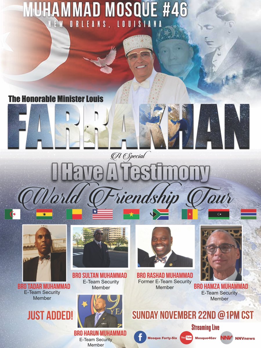 BroWM46's tweet image. New Panelists Alert 🚨! Our Brother Harun Muhammad will be joining us Inshallah on November 22, 2020 at 1p to share what he has witnessed during the World 🌎 Friendship Tours! #Farrakhan #World #Friendship