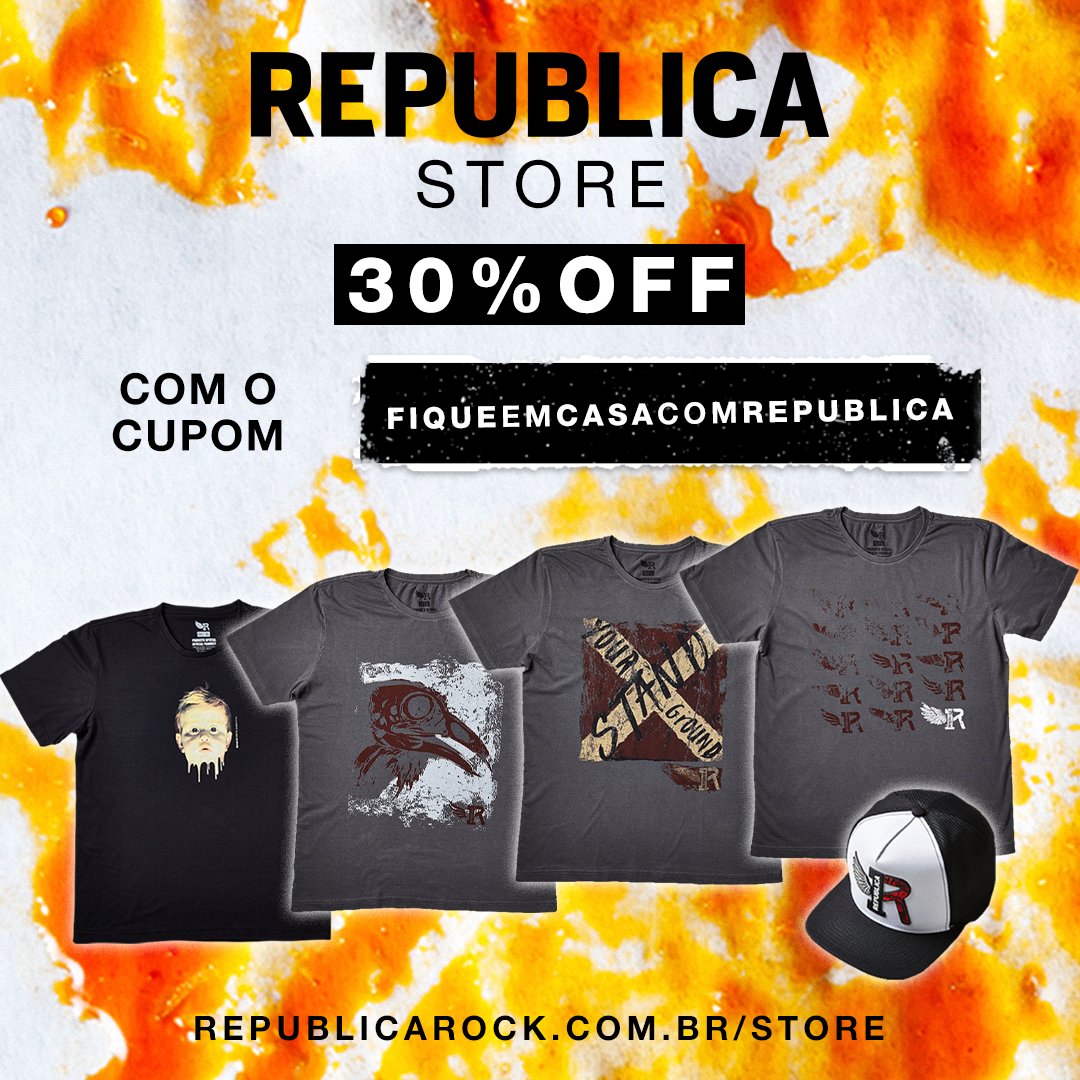 Republica_ROCK_'s tweet photo. Ganhe 30% de desconto em toda a nossa loja! É só você usar o cupom FIQUEEMCASACOMREPUBLICA! https://t.co/q7YHg9uP7K
#Republica #Rock #Store https://t.co/fC0BDOf5dQ