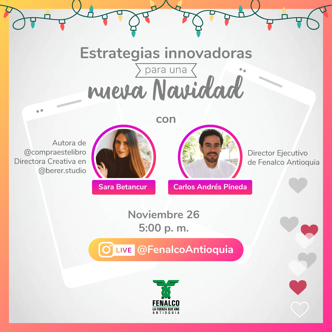 Fenalcoant's tweet photo. Llega una de las mejores épocas del año y debes estar preparado para asumirla. ¡Sigue adaptándote a la nueva realidad e innova esta navidad! #IGLive Instragram @fenalcoantioquia @cpinedao #SaraBe https://t.co/SgWSovlxNM