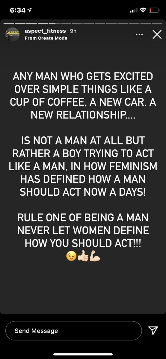 SkylarAPeters's tweet photo. A Winnipeg gym owner went on an anti-feminism tirade on their Instagram page today (among anti-mask posts), which is causing quite a stir among those who have seen it.

It's been 10 hours since they were posted and the stories haven't been deleted... yet. https://t.co/0HYbwMHmSO