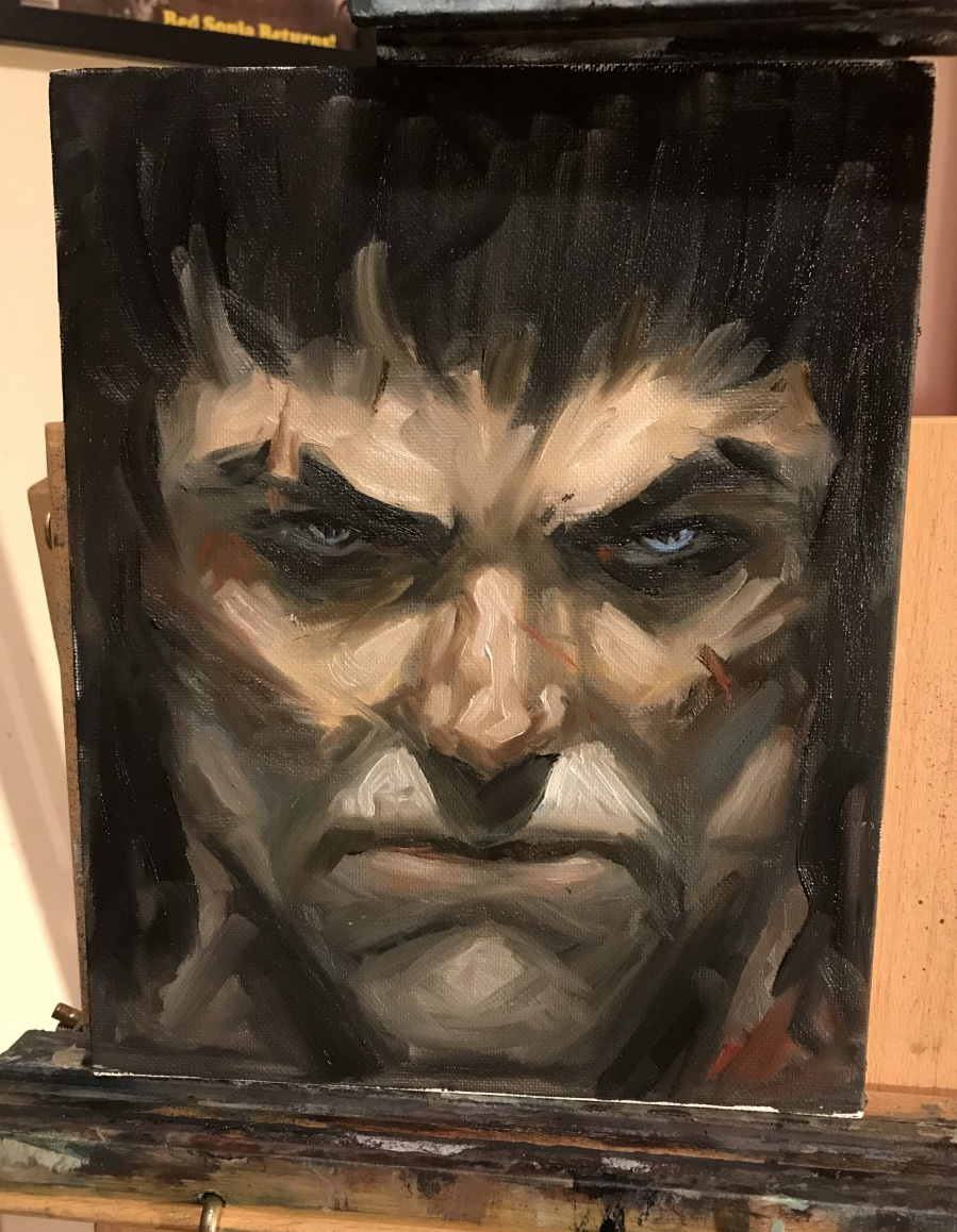 DefoyJay's tweet photo. Quick Conan oil sketch. 

#conan #fantasy #comicbooks #MondayMotivation https://t.co/U9T3UESD57