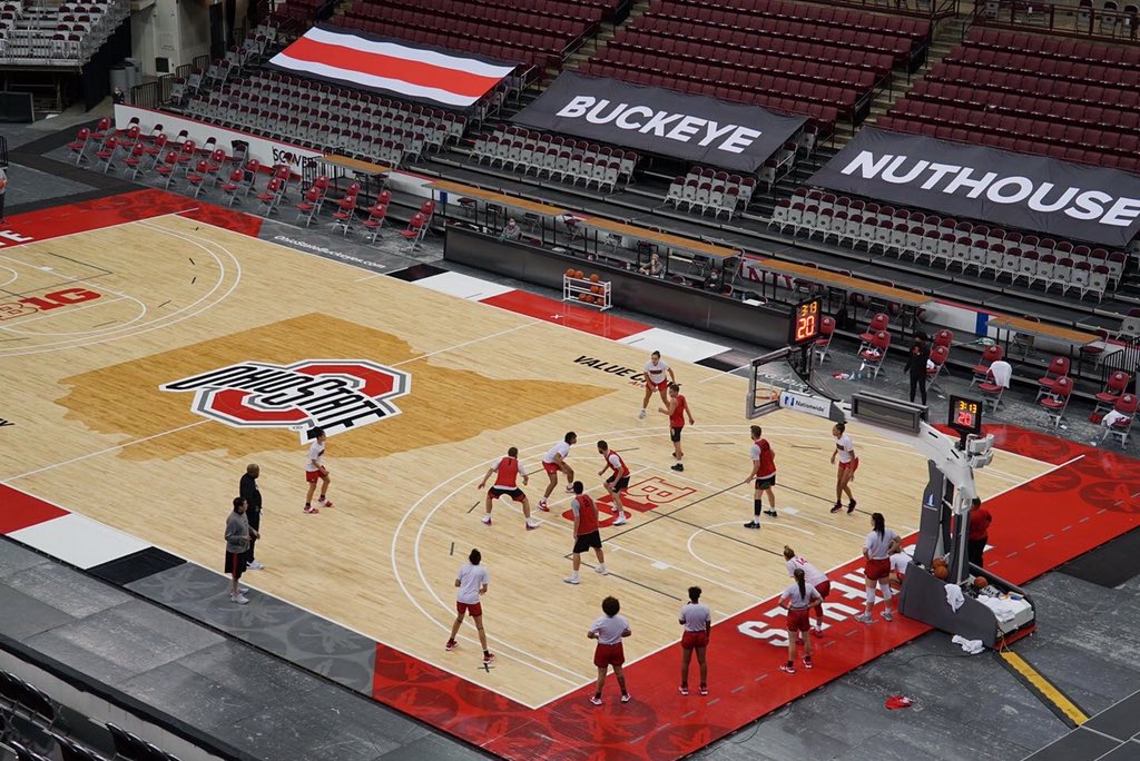 OhioStateWBB's tweet photo. Home court vibes!! Great to be back #GoBucks https://t.co/ZoooWXl3qZ