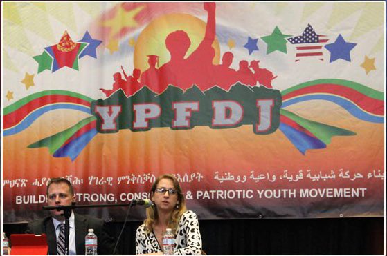 For those who actually read  @BronwynBruton and think she is an objective think tank analyst, she has long made the jump to the  #Eritrea|n Mafia Regime side. Here she sits with an attorney for Nevsun Enterprises at an event organized by Isaias Youth (YPFDJ) group. Thread.