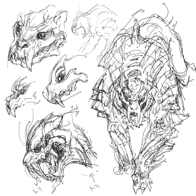 Monster Hunter Rise Concept Art: Magnamalo sketches. #MHRise 