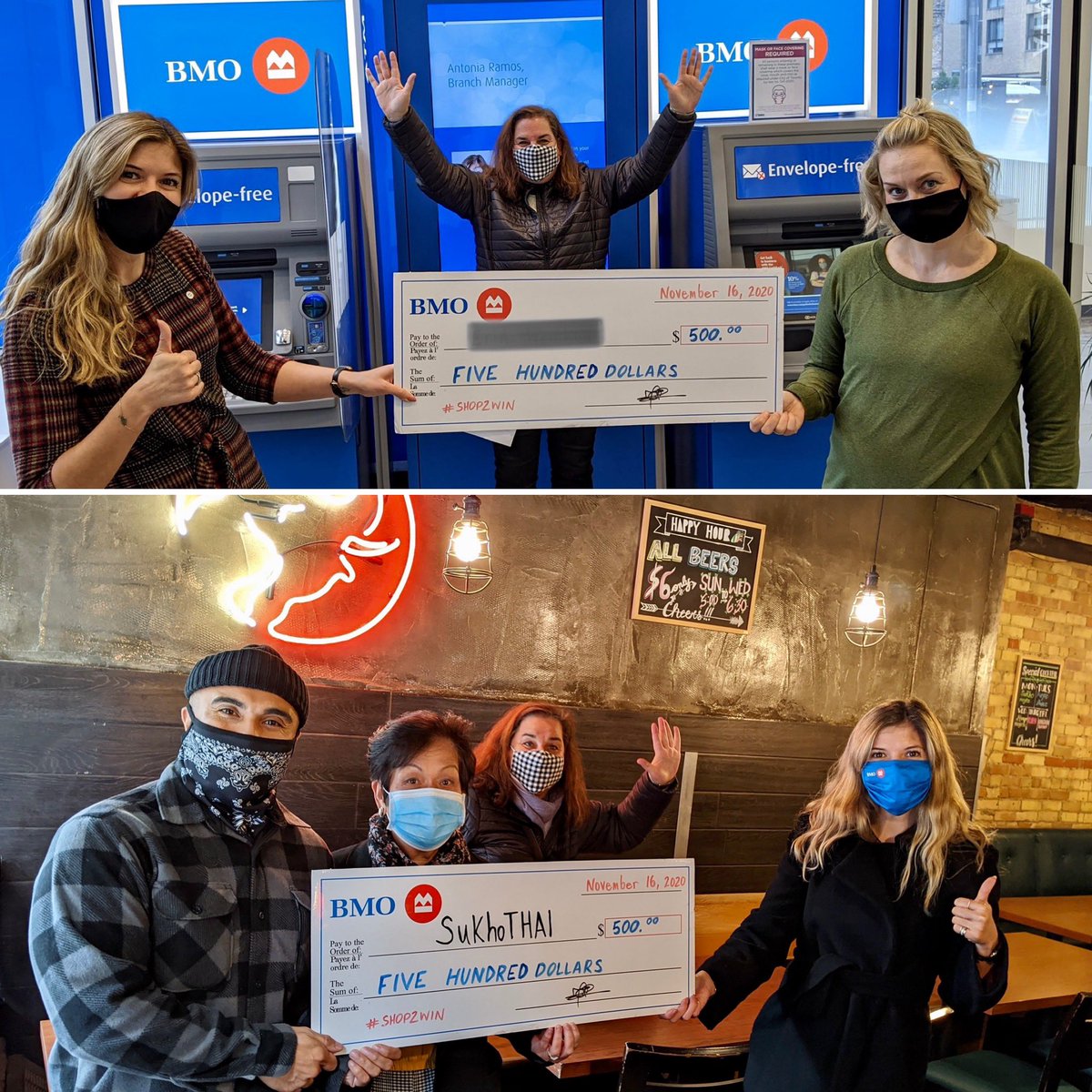 Congratulations to this weeks winners of <a href="/OldTownToronto/">Old Town Toronto</a> Shop2Win Contest sponsored by <a href="/BMO/">BMO</a> King &amp; Church branch! Help support our local businesses #shoplocal until Dec 19 for your chance to win weekly cash prizes!!! Visit: shopoldtownto2win.com/live
#BMOGROWTHEGOOD <a href="/SukhoThaifood/">Sukhothai</a>