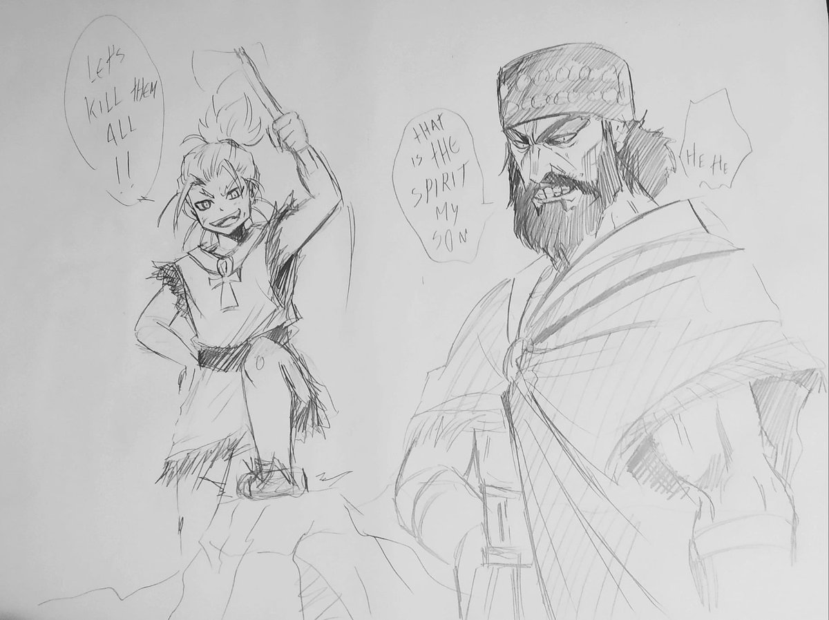 DeathWishSC's tweet photo. Some new character sketches for the continuation of Trials of the Pharaoh I’ve been working on. Binra and his son Wael along with Fenyang and his father Ouza https://t.co/0IPsSBgFdb