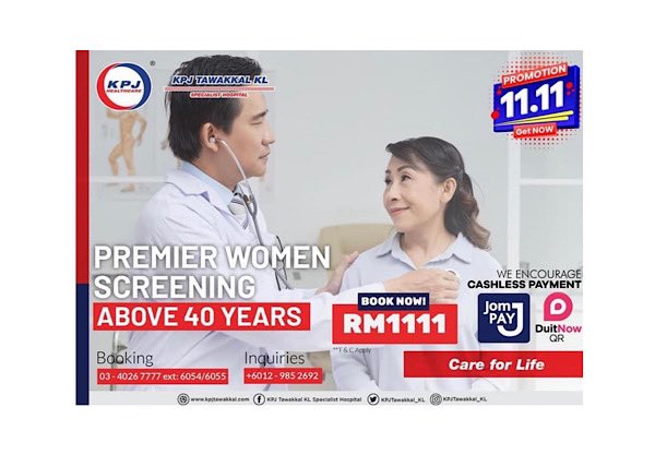 kpjtawakkal_kl's tweet photo. Fret not! KPJ Tawakkal KL Specialist Hospital brings you a *SPECIAL 11.11 PROMOTION!* for our Screening Packages. 
Don’t forget to use our promo code: *NOWVEMBER* and get 11% Off ‼️🥳

#KPJTawakkalKL
#TawakkalKanAda
#1111promo
#HealthScreening https://t.co/W8ziPFQbGA