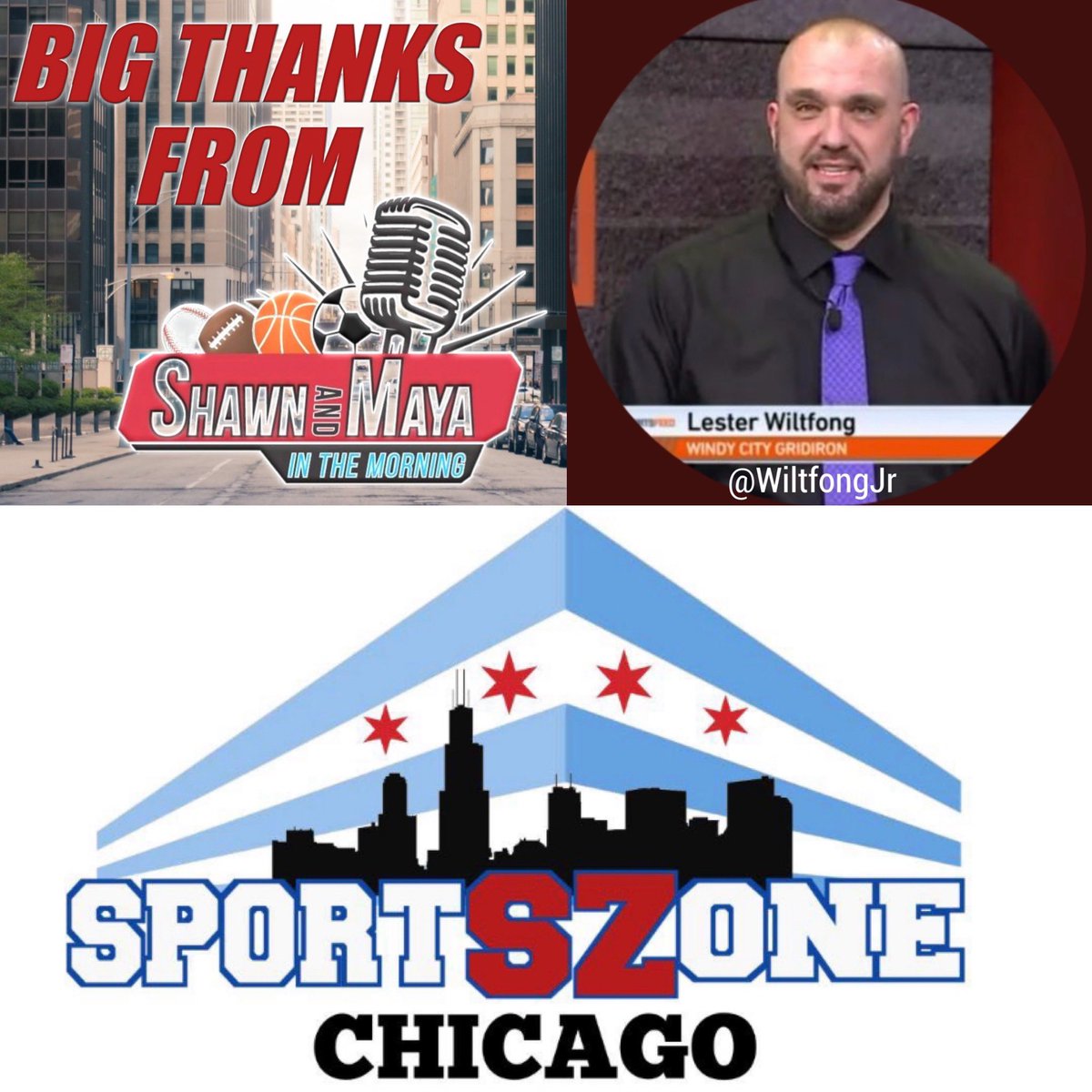 SportsZoneCHI's tweet photo. Big Shout Out @WiltfongJr. From @WCGridiron for calling in to @SM_Mornings on @SportsZoneChi. You made it a great show!

#ShawnAndMaya #ChicagoSports
#TheSuperBack #TheSportsChica #SportsZoneChicago
#LoveWhatYouDo #LivingTheDream #WCGridiron https://t.co/QB5GYm2BeW