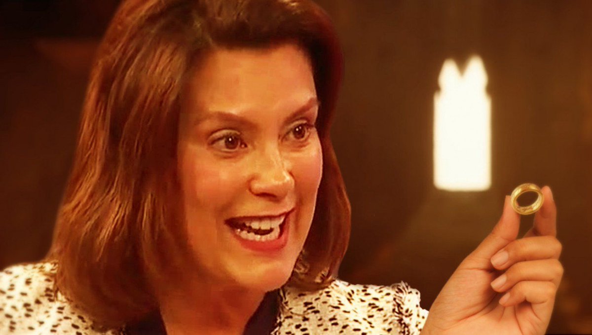 TheBabylonBee's tweet photo. Governor Whitmer Refuses To Throw Ring Of Power Back Into Fires Of Mount Doom https://t.co/hUWuTqKxl5 https://t.co/Cv0y8ZJgD2