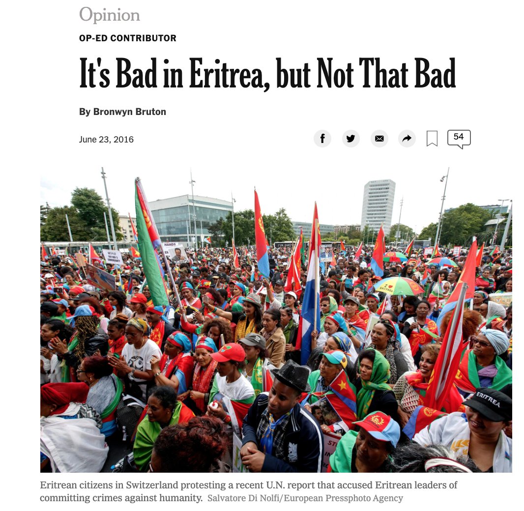 5. In 2016, when the mafia regime was, due to the massive documentation of crimes against humanity in  #Eritrea, was on the verge of being referred to The Hague for crimes against humanity, she penned this: