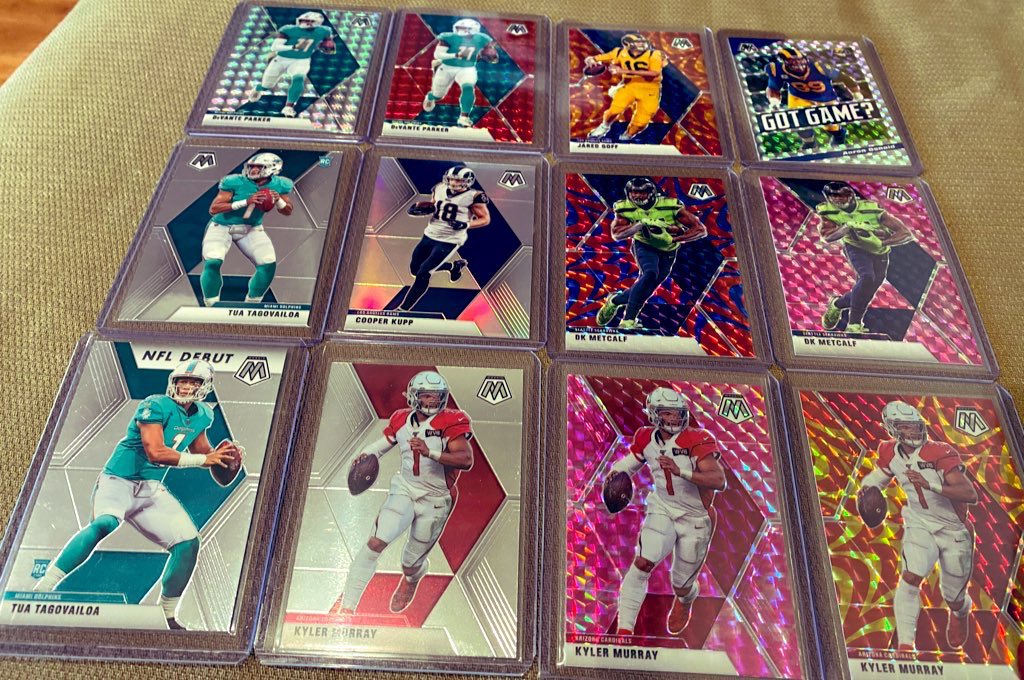 AGaggleOfKids's tweet image. Selling various Mosaic Base and Colored Cards! #ReactiveGold #Silver #ReactiveBlue #CamoPink #Red

#TuaTagovailoaNFLDebut
#KylerMurray 
#CooperKupp
#AaronDonald #GotGame 
#DevanteParker
#DKMetcalf