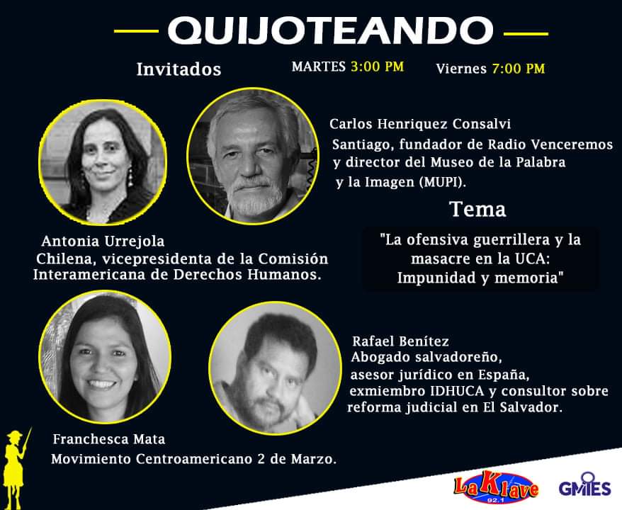 #Programa l Opinión🎙
Este martes 17 de noviembre, no te pierdas tu programa "Quijoteando"  
📻92.1 FM de Radio La Klave
🌐radiolaklave.org.sv