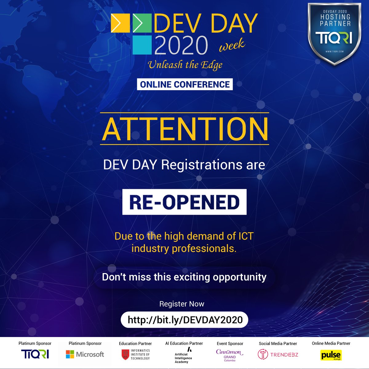 devdaysl's tweet image. Due to high demand to be a part of this spectacular ICT event, registrations for DEV DAY 2020 have reopened!If you missed it the first time, now is your chance to join us for the largest international ICT developers conference
✅ Register now: bit.ly/DEVDAY2020
#DEVDAY2020