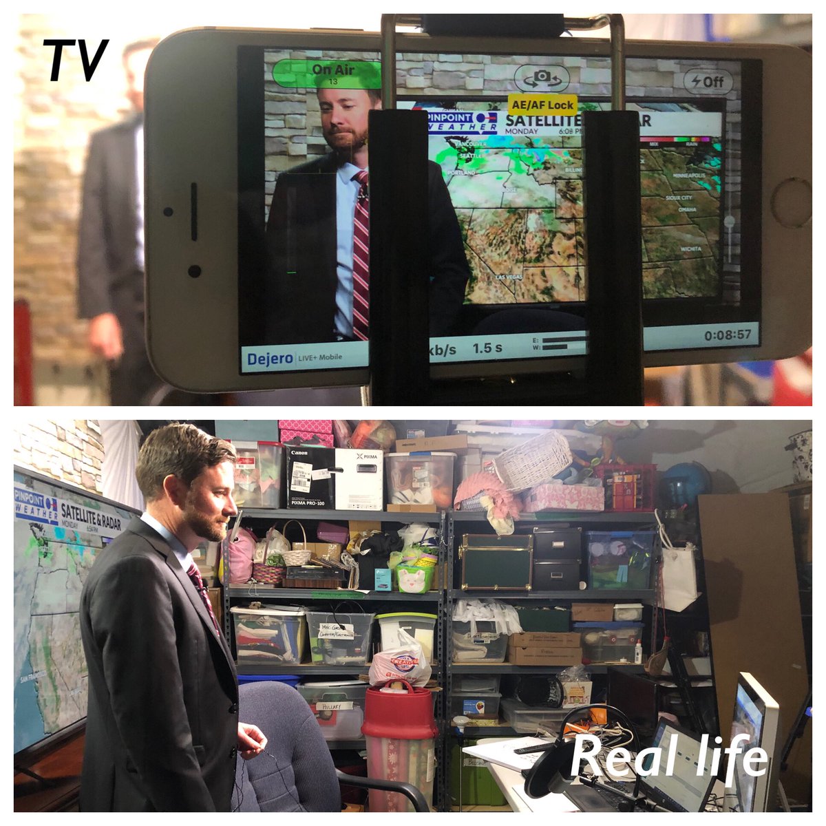 hmakens's tweet image. TV vs real life. Please don’t judge my storage room.  #2020problems #WorkFromHome #cowx