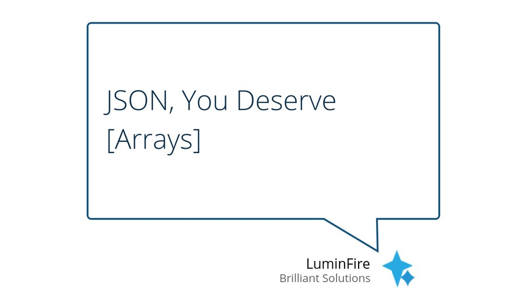 LuminFire's tweet photo. Though approachable, FileMaker's JSON functions can get complex.

Read the full article: JSON, You Deserve [Arrays]
▸ https://t.co/lKBhiR9Q19

#ClarisFileMaker #JSON #FileMakerDataAPI https://t.co/1IGW1cfhNR