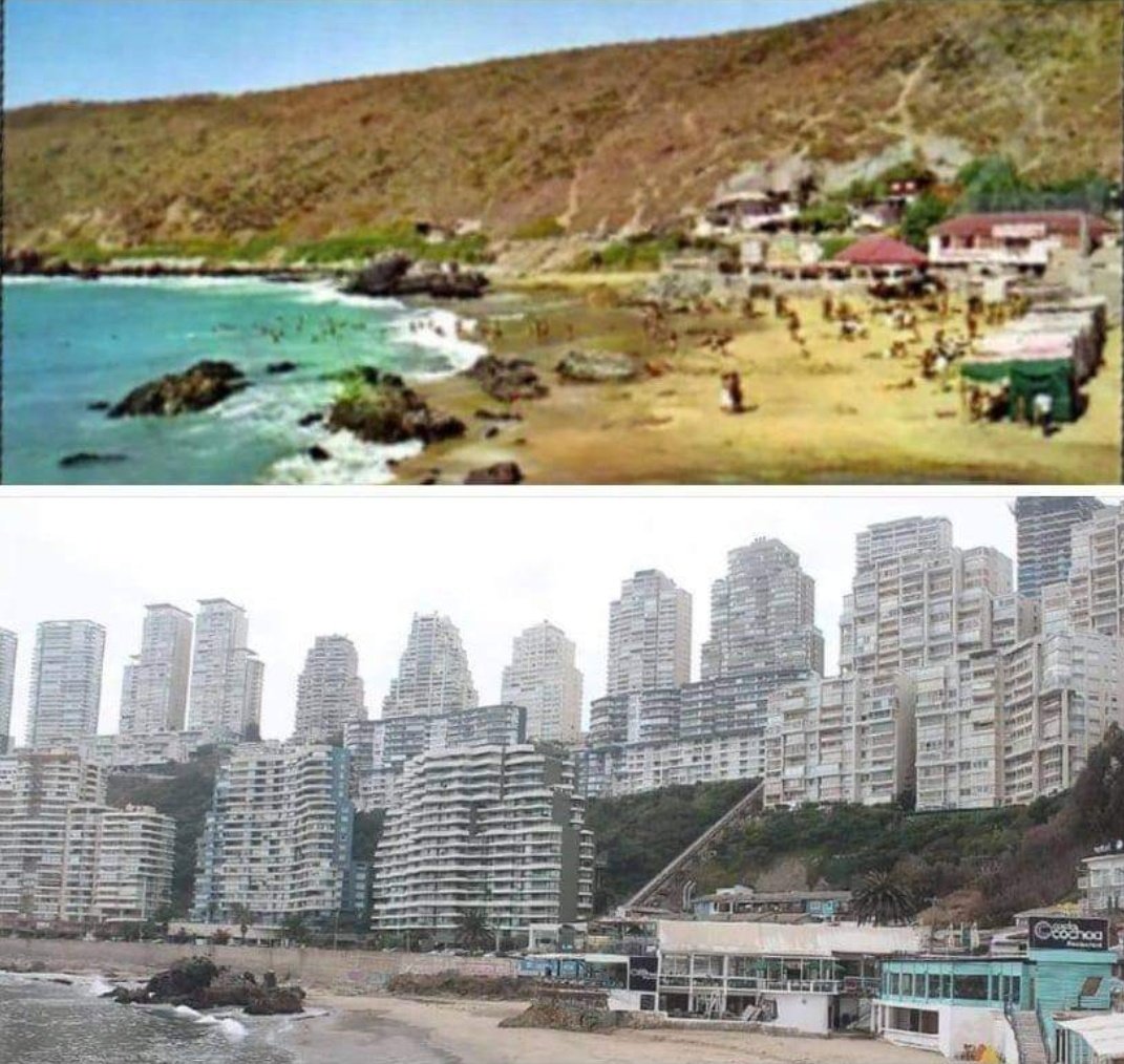 cleporati's tweet photo. La vía chilena al "desarrollo", un ejemplo: la playa de Cochoa - V Región - en 1960 y 2020.

Foto compartida por @emiliomarin https://t.co/Xa6WBsMMZM