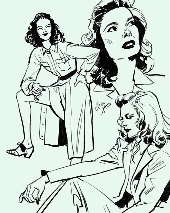 Watching Bringing Up Baby tonight so now I'm doodling old Katharine Hepburn photos. 