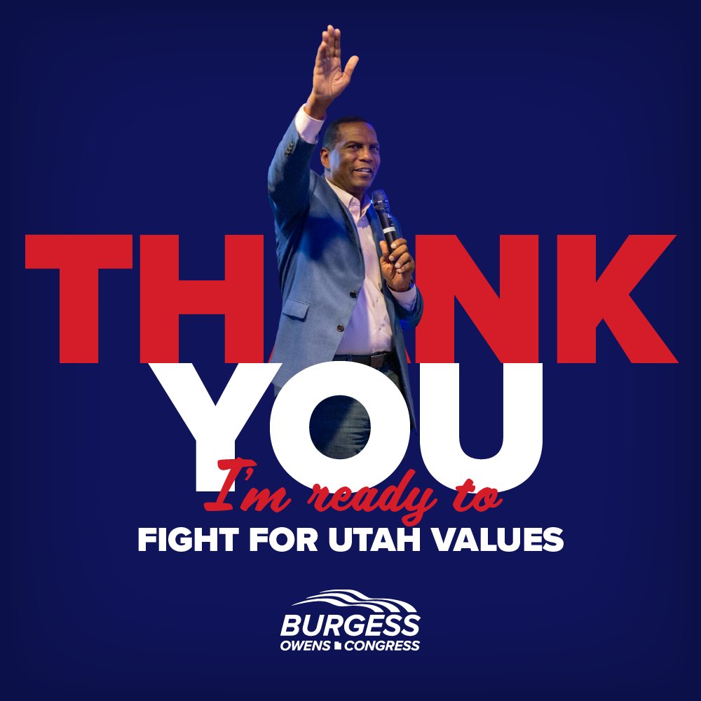 BurgessOwens's tweet photo. WE DID IT! Thank you so much to every one of you for your unwavering support. It's been a long journey, and now the REAL WORK begins! I look forward to working to protect the American Promise with you in the halls of Congress. https://t.co/Ep8pHm95if
