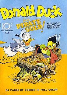 DuckTalks's tweet photo. Four Colors #9 (Oct 1942)...โDonald Duck Finds Pirate Goldโ was Carl Barks first Disney duck comic that he illustrated with Jack Hannah and written by Bob Karp. It was also the first Donald Duck adventure comic in America. #DuckTales #TheFirstAdventure #DTSpoilers https://t.co/p60ykN4JdF