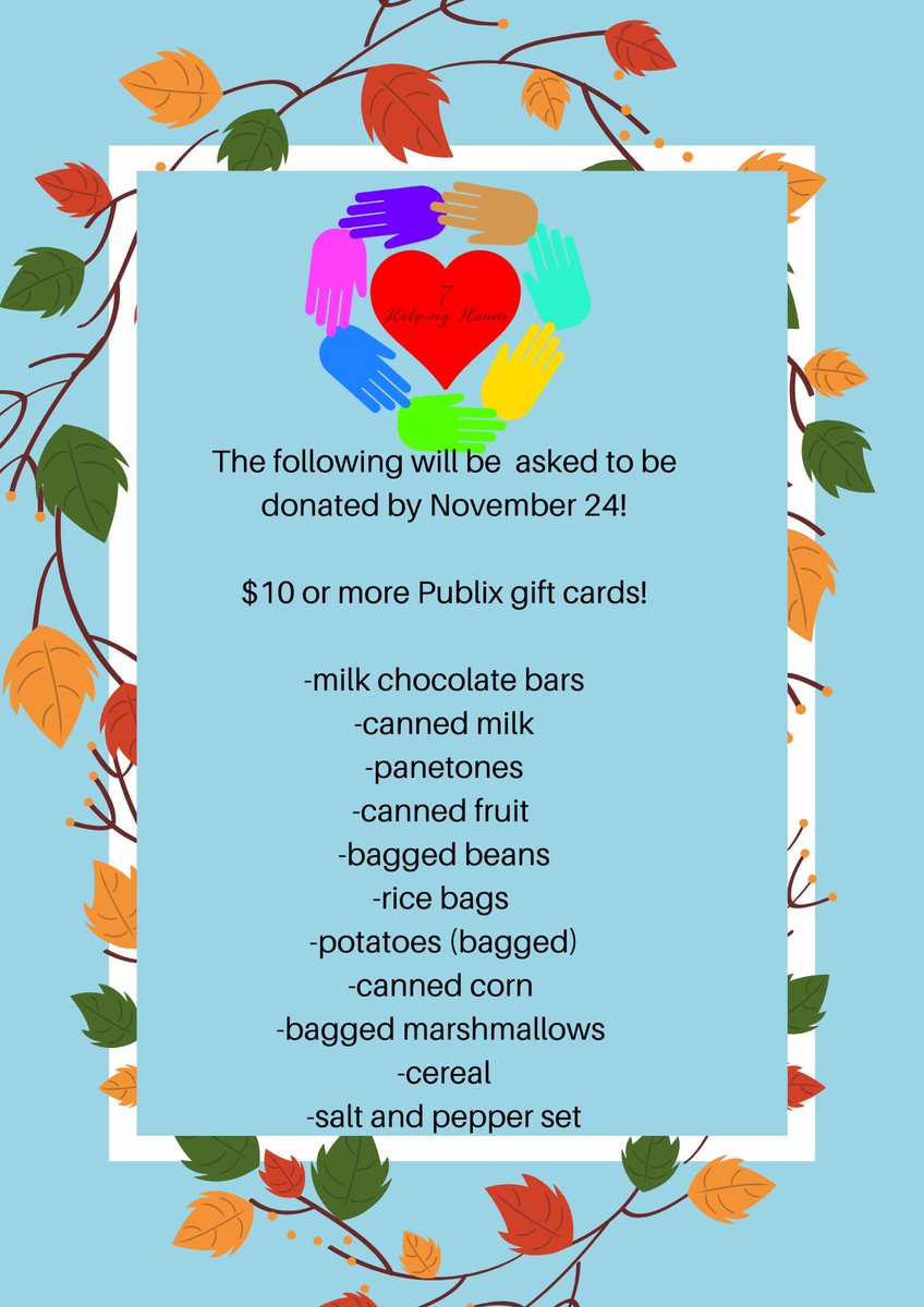 7helpinghands's tweet photo. Please consider donating to families who are in serious need this holiday season ❤️🍂 (message us for drop off location!!) Check us out on Instagram for more information @official7helpinghands https://t.co/vZk7UBgJZP