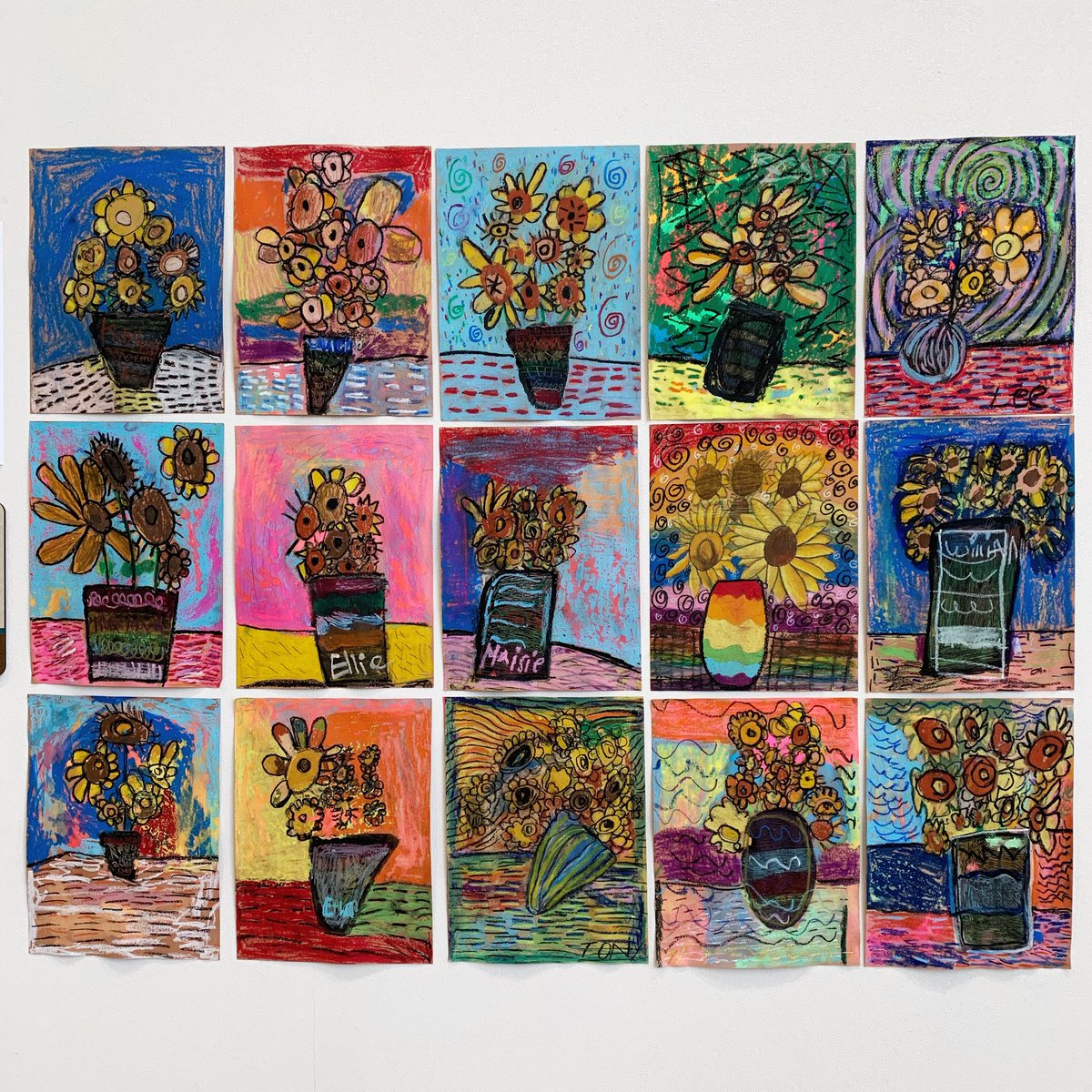 GantivaTanya's tweet photo. Van Gogh has been taking over our hallways 💫 @WoodardCFISD  @CFISDArt  #naea #taea #txarted #elementaryarted #VanGoghInspires #vincentvangogh https://t.co/g3wfla8YBz