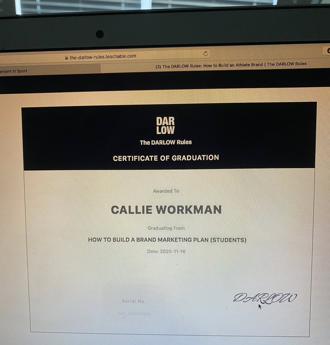 callie_workman's tweet photo. Just completed the #DarlowRules curriculum. Thanks to @JeremyDarlow for the great content and @JasonWarrenLee for introducing us. #SportBrandClass https://t.co/Xsd0bbUJ6e