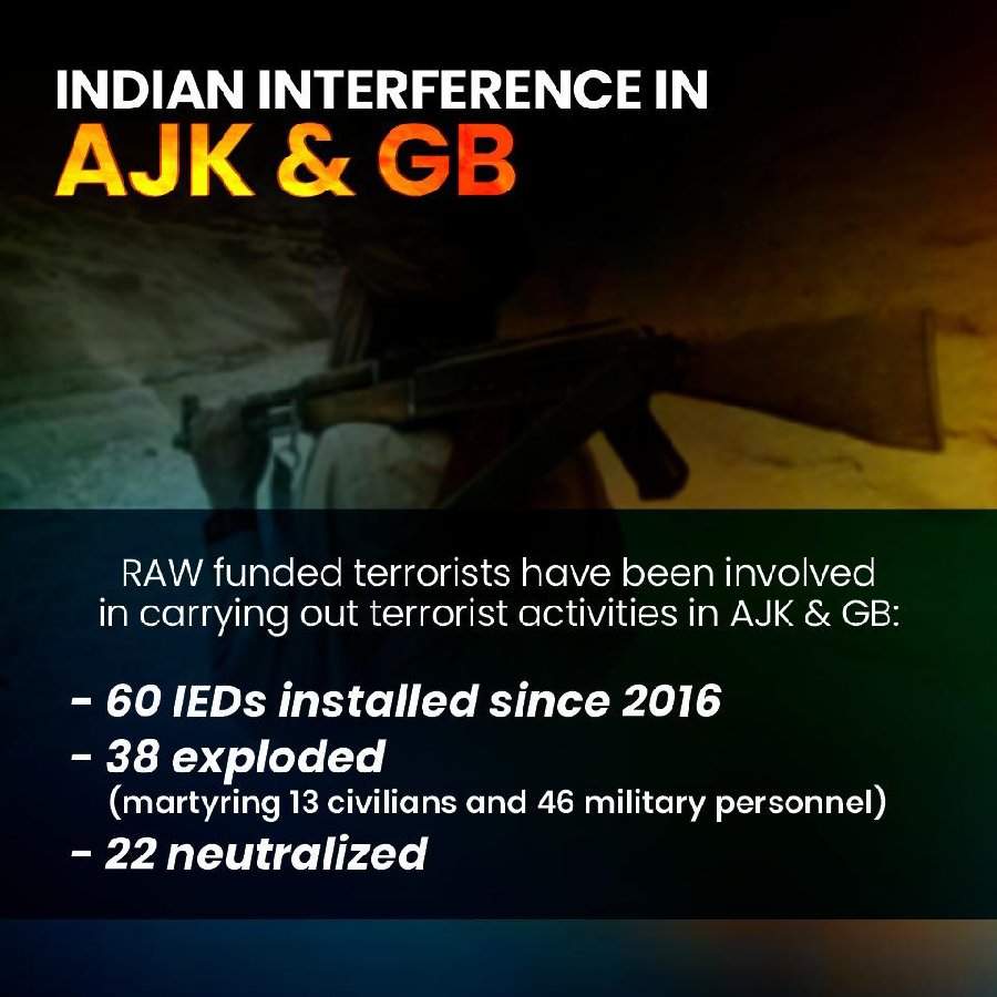 FakeBunny4's tweet photo. Hats off to our army, ISI, police, rangers and all such departments who made India's all plans unsuccessful and show the whole world India's true face. This act of terrorism by India is irrefutable @FATFNews @UN
#IndiaDeservesBlacklist https://t.co/E0Wa8hbZkk