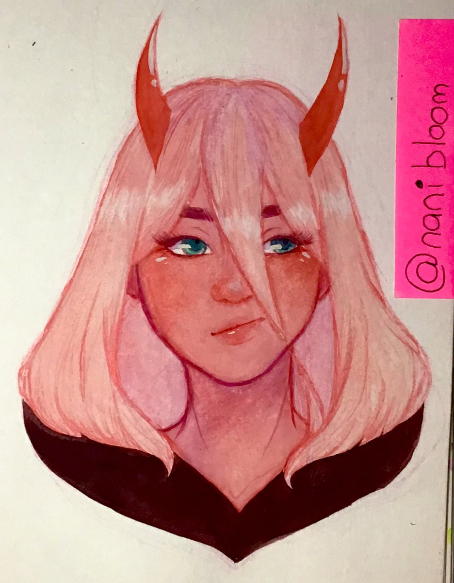 Nani_Bloom's tweet photo. #zerotwo #DarlinginthefranXX #zerotwocosplay #draw #watercolor #fanart https://t.co/qVYVKpzLfr