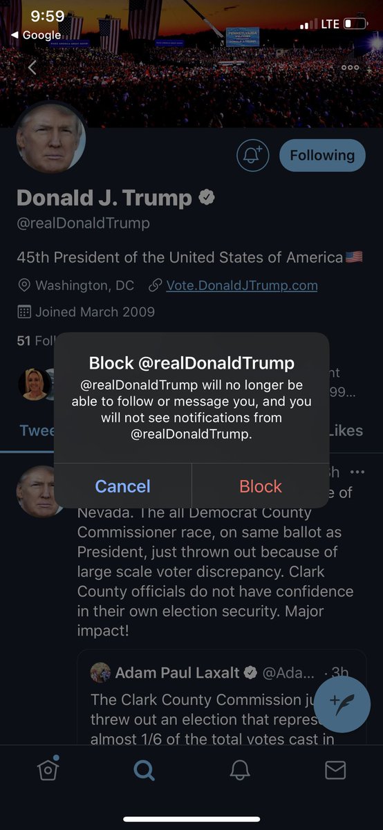 Astrologic007's tweet photo. #BLOCKrealDonaldTrump > with 88.9 mil followers,maybe there might be 89 mil Blockers? but block @JoeBiden as well.

#LetsBeReal > @BarackObama⁩ blockD ⁦@BernieSanders⁩ on th eve of th SuperTuesday ⁦@SenSanders⁩ was sure to WIN. ⁦@kthalps⁩

#TrumpLost https://t.co/Zj9NBPaBIz