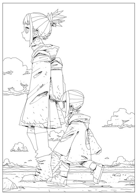 #皆さん線画と塗った後を見せてください 