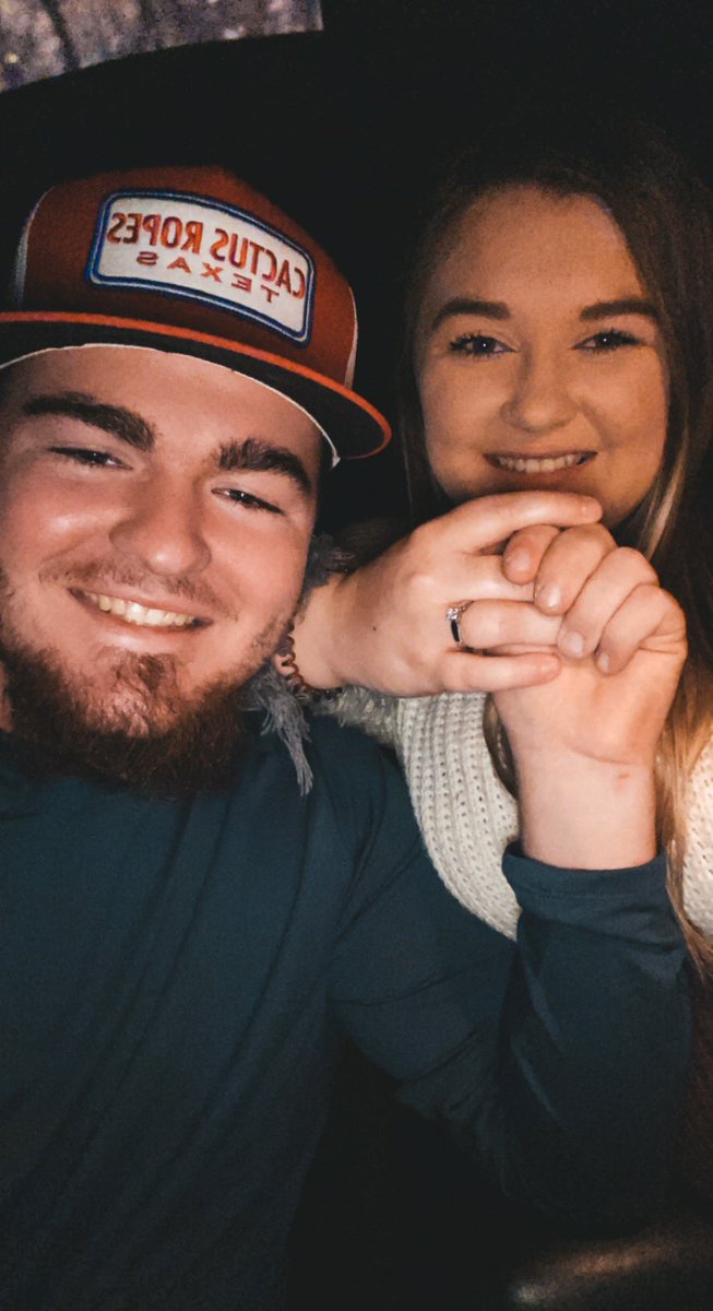 tim__robertson's tweet photo. i’m posting this everywhere i don’t even care. IM FREAKING ENGAGED 💙💍 https://t.co/4X1C5D2iri