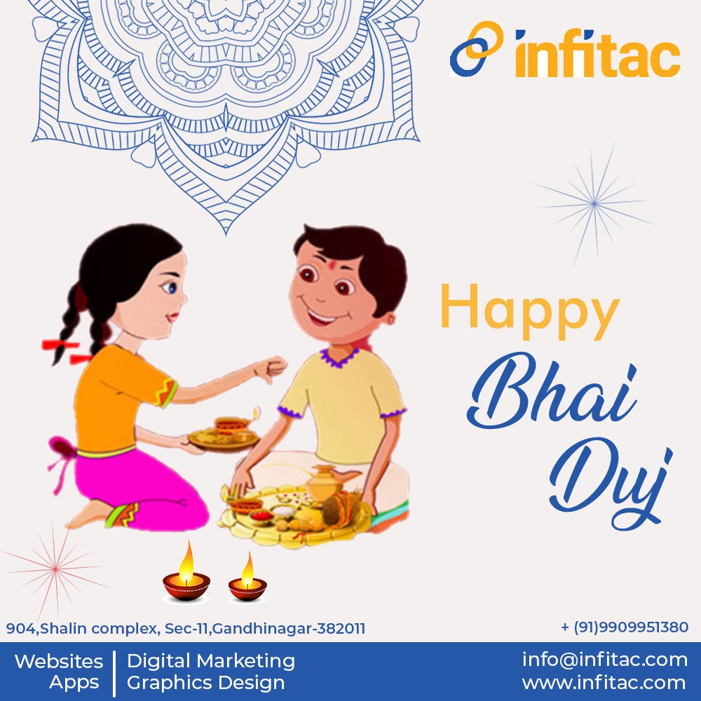 infitac's tweet image. May this Bhai Dooj strengthen the bond between brother and sister more than ever and bring joy and prosperity. #Bhaidooj #India #HappyBhaiDooj #BhaiDuj #DevOps #DEVCommunity #100daysofcodechallenge  #100DaysOfMLCode #100DaysOfCode #CodeNewbies #WomenWhoCode  #tuesdayvibe #भाई_दूज