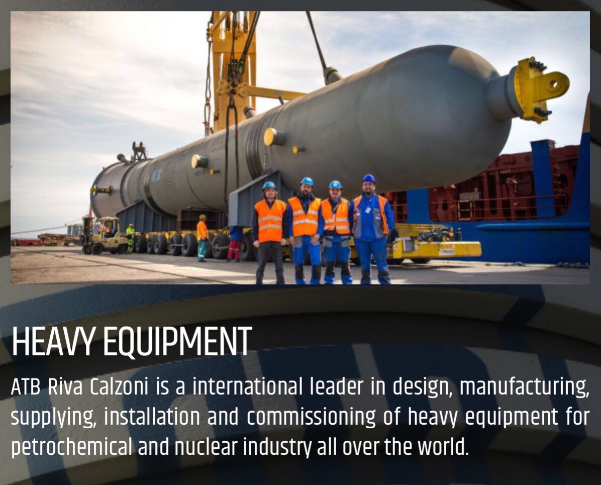 INSECO_US's tweet photo. ATB Riva Calzoni SpA (#Brescia #Italia) is a international leader in design, manufacturing, supplying, installation and commissioning of heavy equipment for #petrochemical and #nuclear industry all over the world.
#ATBGroup #reactors #pressurevessels #oilandgas #heavyequipment https://t.co/1VRc8syIkb