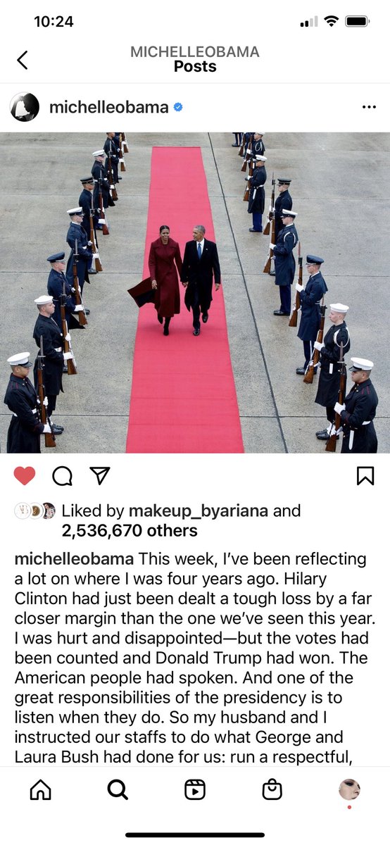lizzie704's tweet photo. This. Right. Here 👏🏼 @MichelleObama So well spoken, respectful, and graceful even if she did not agree with who the new president would be ♥️ #cometogether #MichelleObama https://t.co/AtUtP4p9Xj