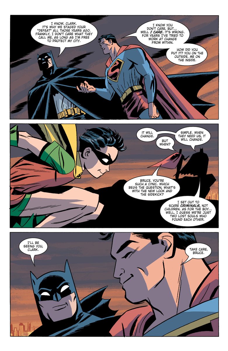 blaksheepno1's tweet photo. Darwyn Cooke's rendition of the World's Finest Team in DC: The New Frontier, harked back to the Silver Age when Superman and Batman were the archetypes of nobilty and hope and set the standard, for all superheroes to follow. https://t.co/xVi8br2afp