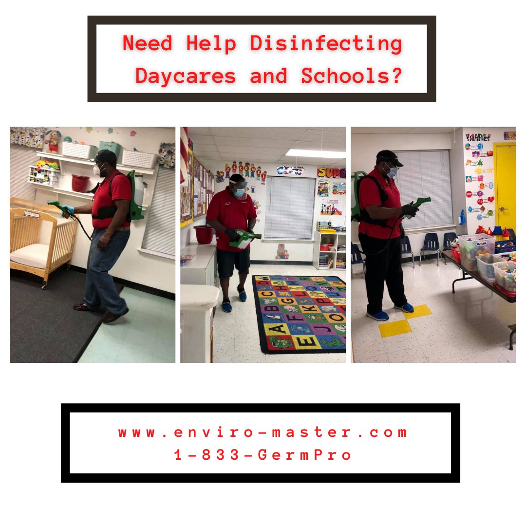 Enviro__Master's tweet photo. Our germicide is non-toxic, food safe, and non-corrosive. While it kills 48 different infectious #diseases (like the one that causes Covid-19), it is not harmful to humans and pets! #inpersonlearning #prechool #daycare #schoolsafety #disinfection https://t.co/0e3xA7UuoZ
